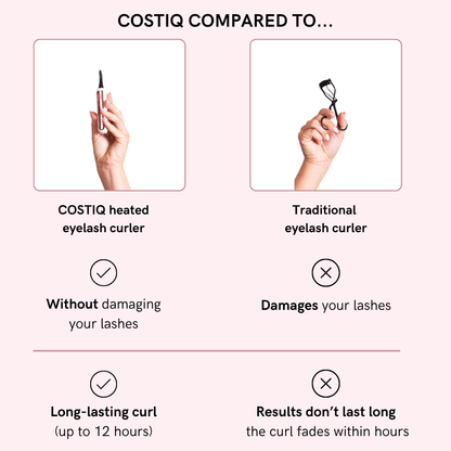 Heated eyelash curler compared to traditional eyelash curler